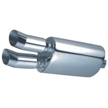 Stainless Silencer - Twin Swept Ends - Fits 50mm Pipe